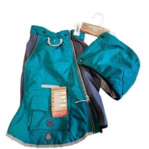 Arcadia Trail Dog Coat Size Large Light Up LED Water Resistant Hooded Teal